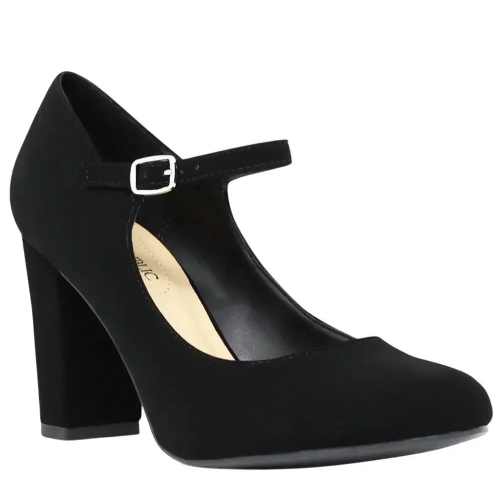 NEW Marco Women's Black Buckle Strap Mary Jane Mid-rise Chunky Heel Size 9 - Picture 1 of 6